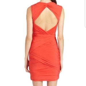 XS BCBGMaxAzria Tangerine Ruched Midi